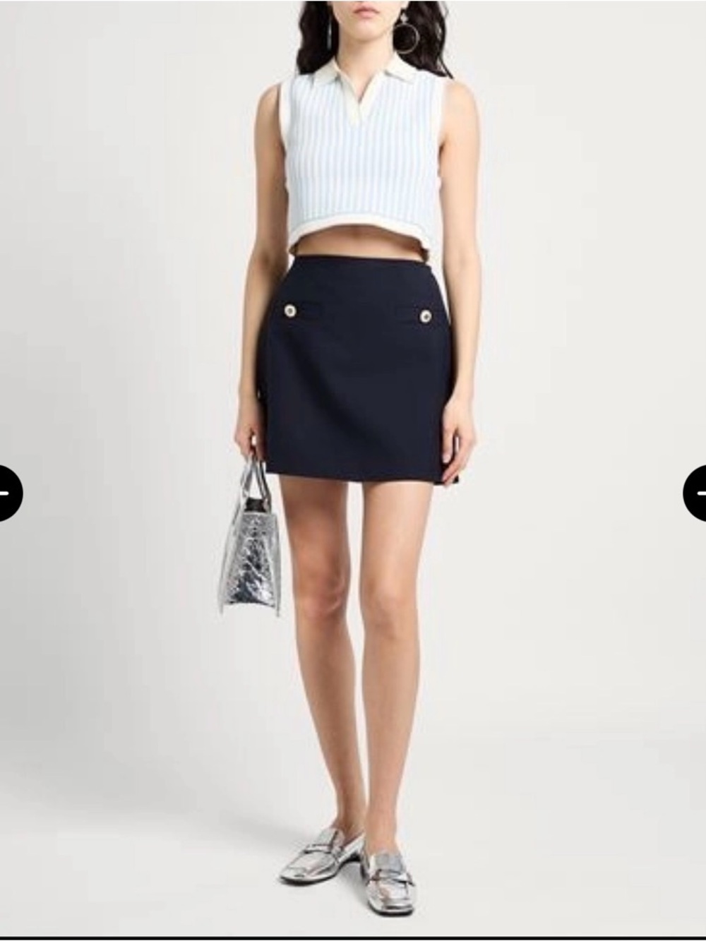 Classic Navy Mini Skirt with Decorative Buttons